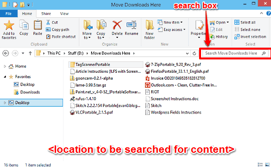 windows 10 explorer location for searching