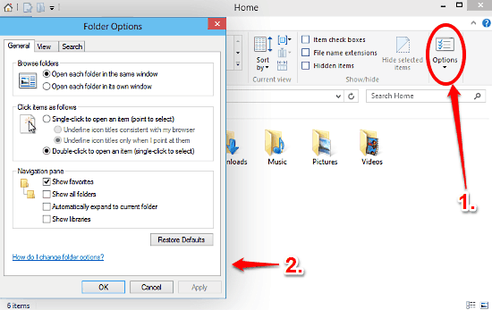 windows 10 folder options