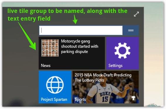 windows 10 live tile groups to be named