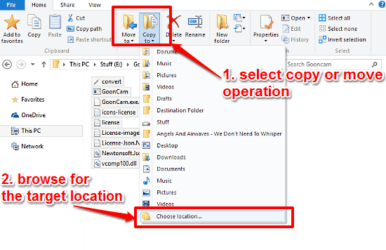 windows 10 move or copy to a location