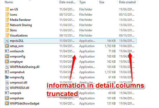 windows 10 overlapped detail columns