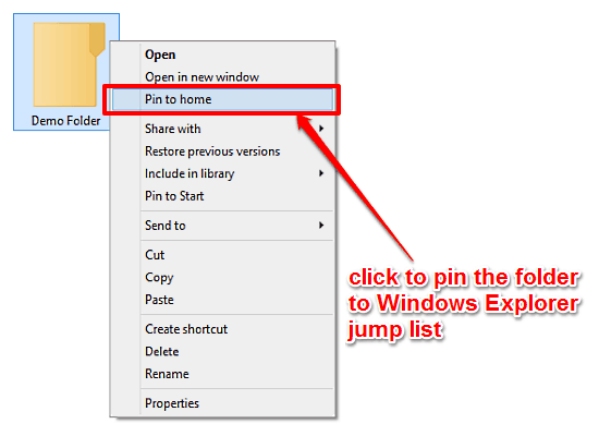 windows 10 pin a folder to jump list