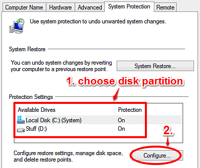 windows 10 select partition for setting disk limit