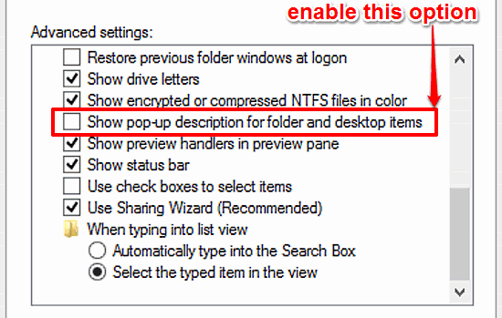 windows 10 show popup description for folder and desktop items