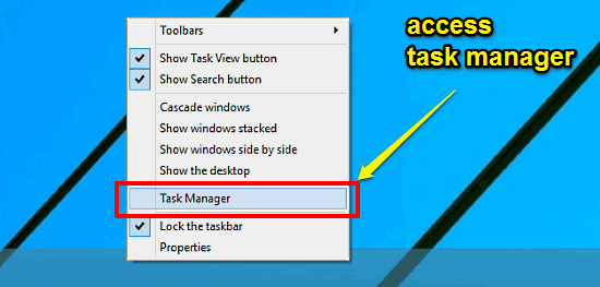 windows 10 task manager access
