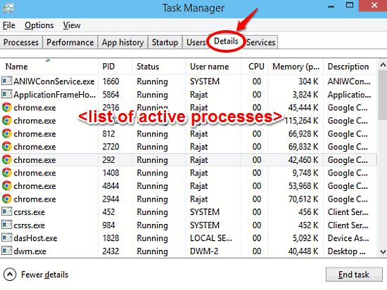 windows 10 task manager details tab