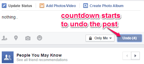5 seconds countdown will start to undo the post