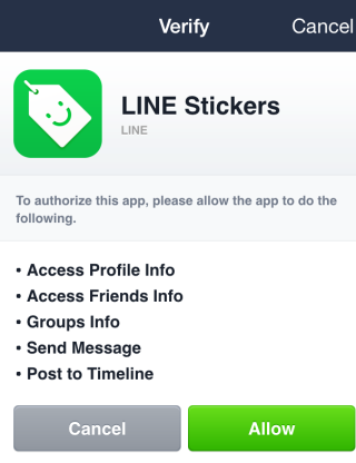 Authorize LINE Stickers App