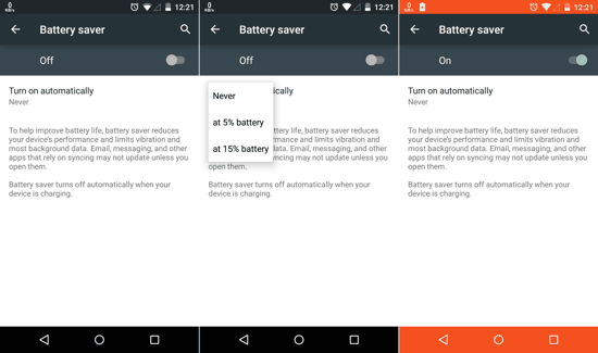 Battery Saver in Android Lollipop - Screenshots