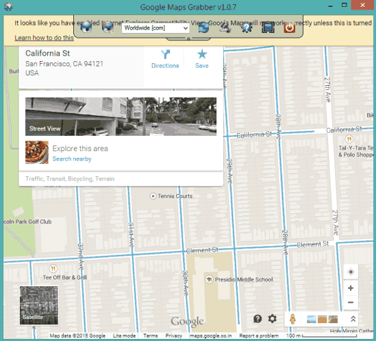 Google Maps Grabber- interface