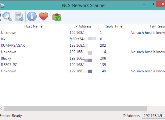 NCS Network Scanner- interface