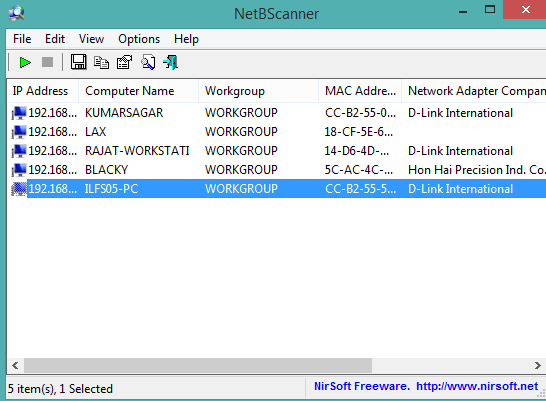 NetBScanner- interface