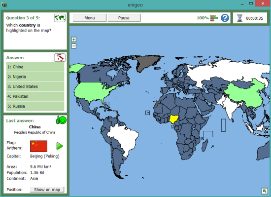 Play geography quizzes