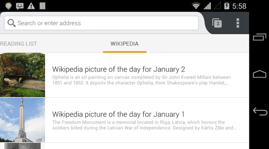 Wikipedia Panel in Firefox Android