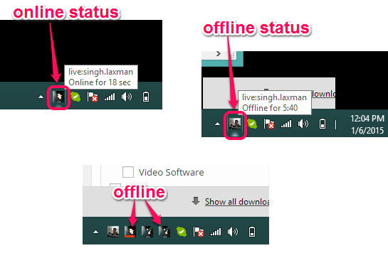 check status of your Skype friends in taskbar