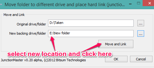 choose new location for folder