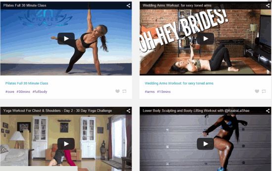 explore workout and fitness videos available on this website
