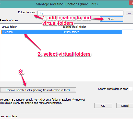 find and delete virtual folders