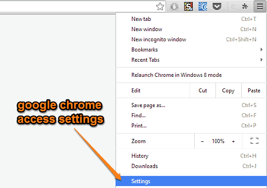 google chrome access settings