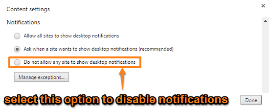 google chrome disable notifications