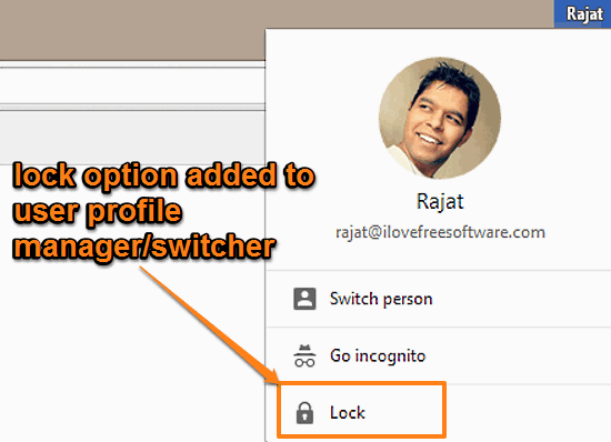 google chrome lock option to user profile