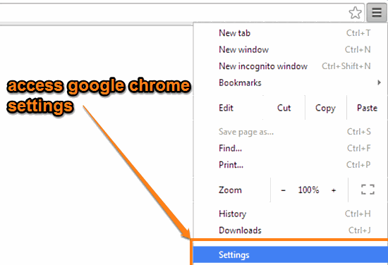 google chrome settings access