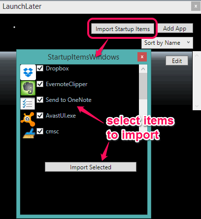 import startup items