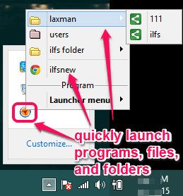 launch items added to Launcher menu