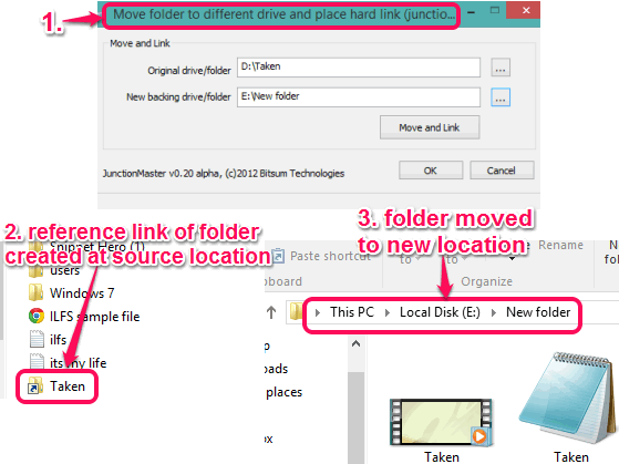 move folder to new location and create reference link at source location