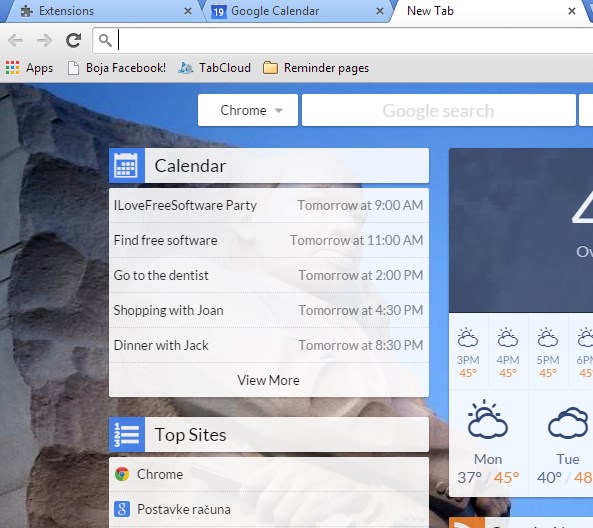 new tab google calendar event extensions chrome 1