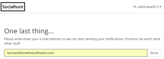 provide your email address to receive notifications