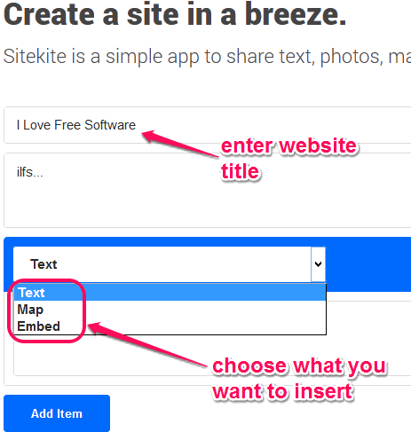 select option to insert the content on your website