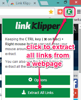 use Extract All Links button