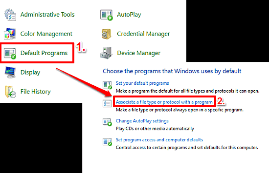 windows 10 access default programs