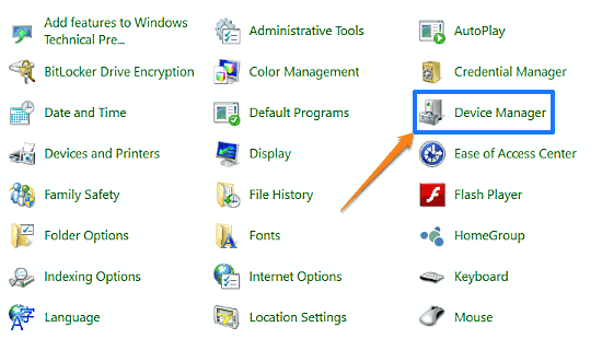 windows 10 access device manager control panel