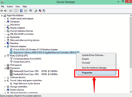 windows 10 access device properties for which power management is to be configured