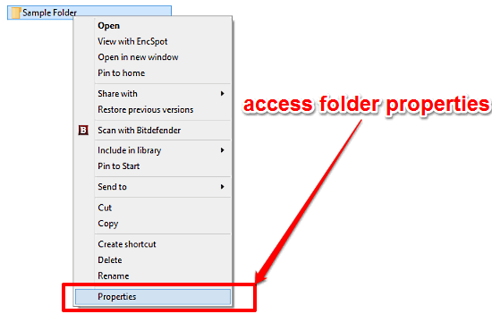 windows 10 access folder properties