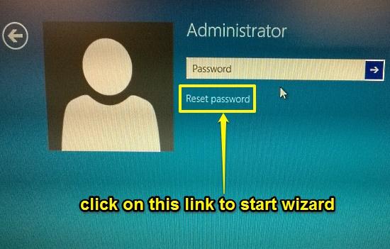 windows 10 click reset password option