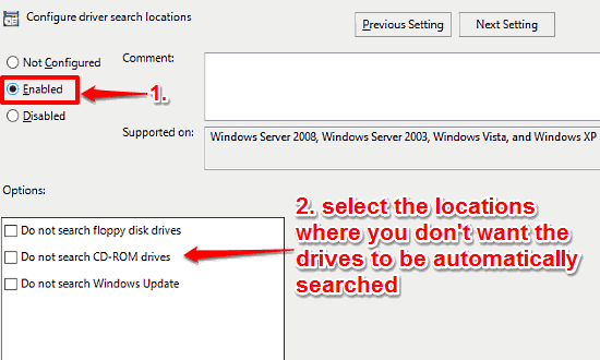 windows 10 configure driver search locations
