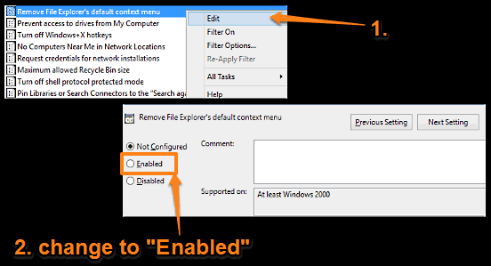 windows 10 disable context menu access