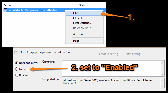 windows 10 disable password reveal button