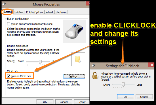 windows 10 enable clicklock