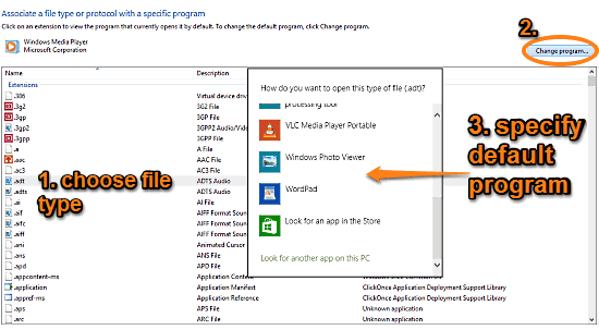 windows 10 select default program for selected file type