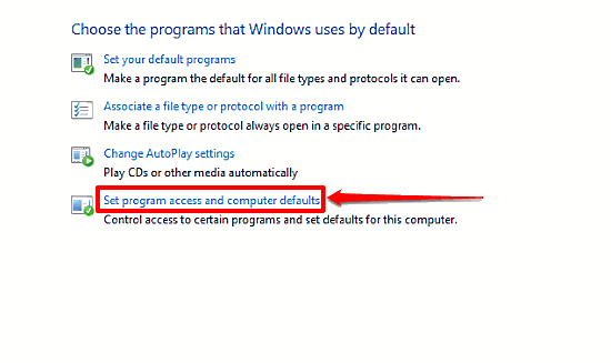 windows 10 select program access defaults