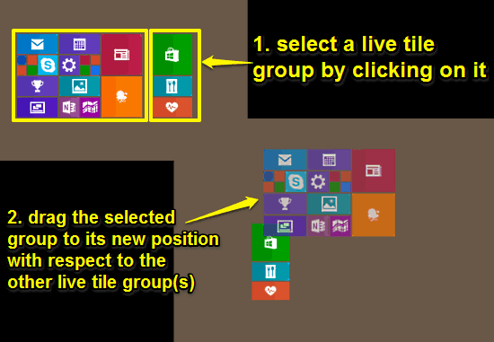 windows 10 start screen tile groups rearrangement