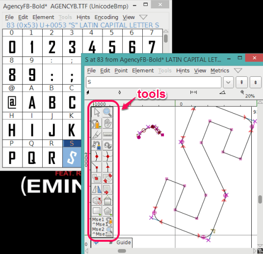 FontForge- interface