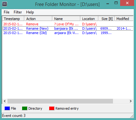 Free Folder Monitor- interface