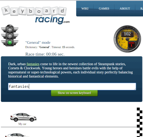 Keyboard racing- interface
