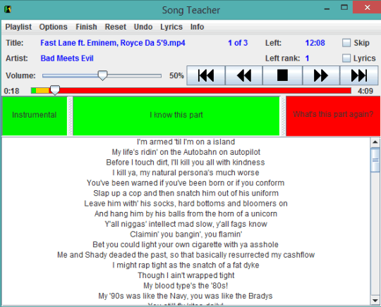 Song Teacher- interface