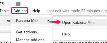 access Open Kaizena Mini option
